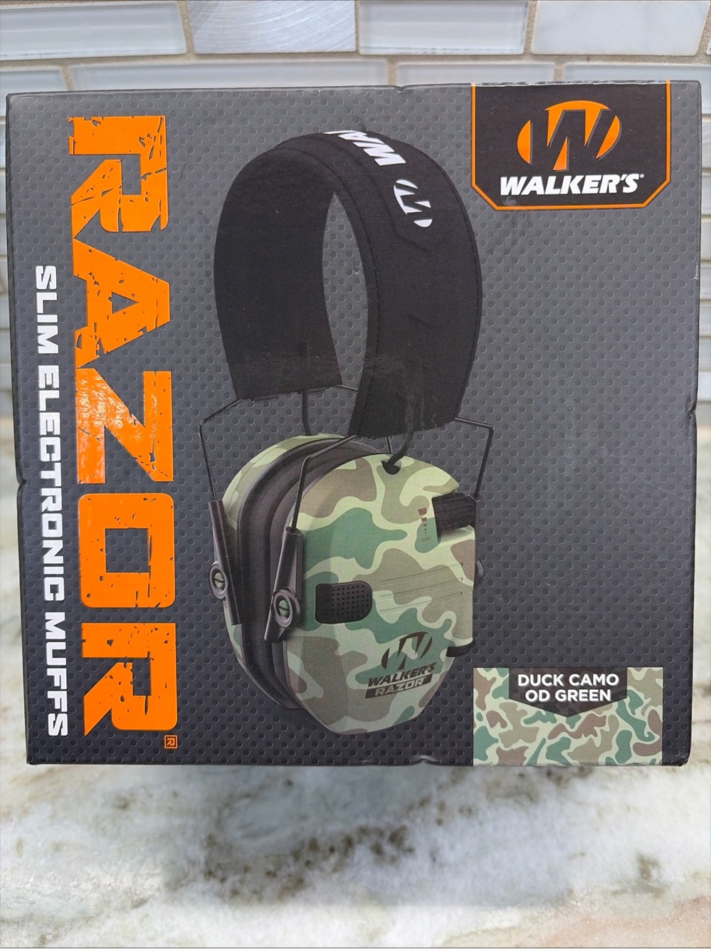 Walker's RAZOR Slim Electronic Muffs Duck Camo OD Green Noise Reduction 23 dB